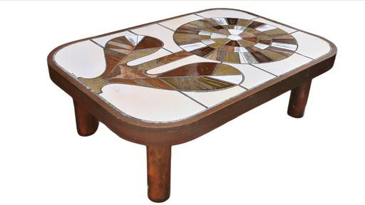 Roger Capron Couchtisch – Modell Shogun – Keramik mit floralem Dekor – signiert
