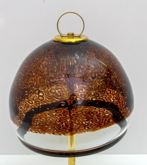 Image 1 of Leucos Mid Century Moderne Italiaanse Murano glas en messing tafellamp, 1970