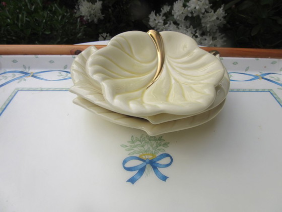 Image 1 of 3 Verceram Art Deco ceramic set of  serving trays signed and numbered 
