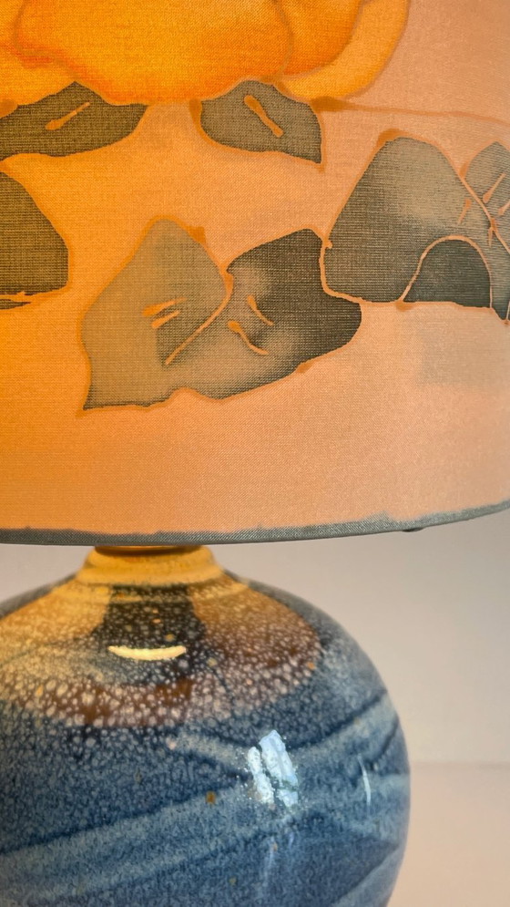 Image 1 of Lampada a sfera vintage in seta e ceramica
