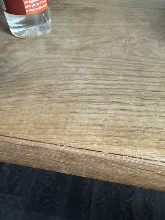 Image 1 of Table de salle à manger en chêne massif (230 x 120 cm) – style industriel avec pieds en acier inoxydable