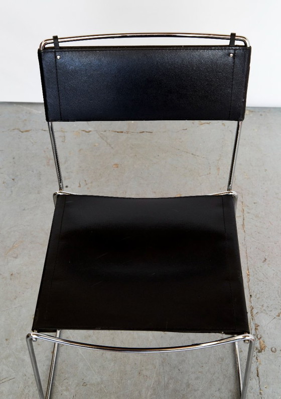 Image 1 of Leder-Esszimmerstühle von Giandomenico Belotti für Alias, 1980er Jahre, 4er-Set