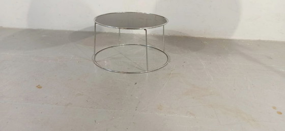Image 1 of Dark glass round side table or coffee table 