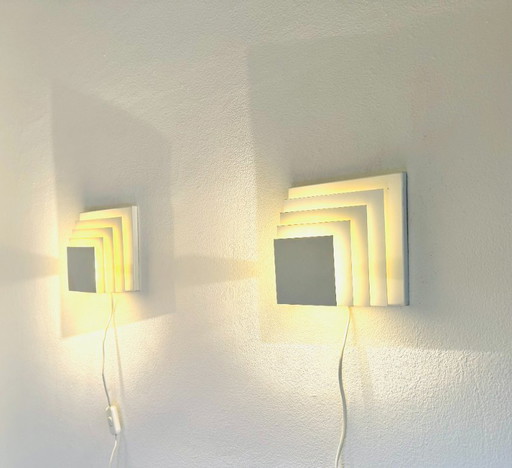 Geometric Square Layered Wall Lamps by Unknown Designer, The Netherlands, 1960s – wandlampen, Aluminium