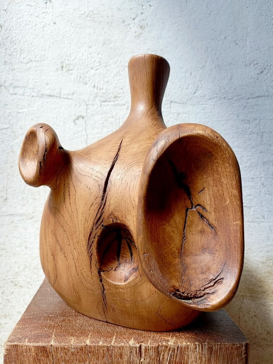 Large Vase / Sculpture in Solid Carved Oak – Wood (photo 10 of 11)