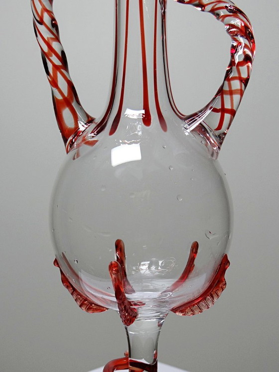 Image 1 of Vaso solifloreale veneziano in vetro soffiato di Murano, anni '50-'60, Filigrana/Zanfirico