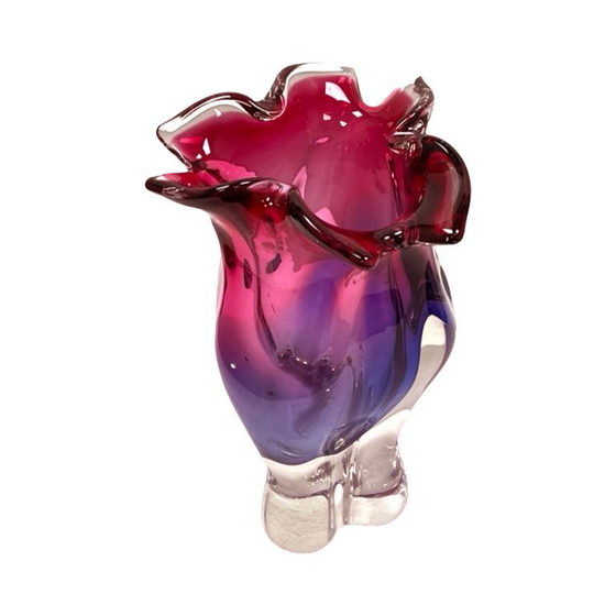 Image 1 of Josef Hospodka Chribska Vintage Vase Czechoslovakia 1960s Art Glass Sommerso