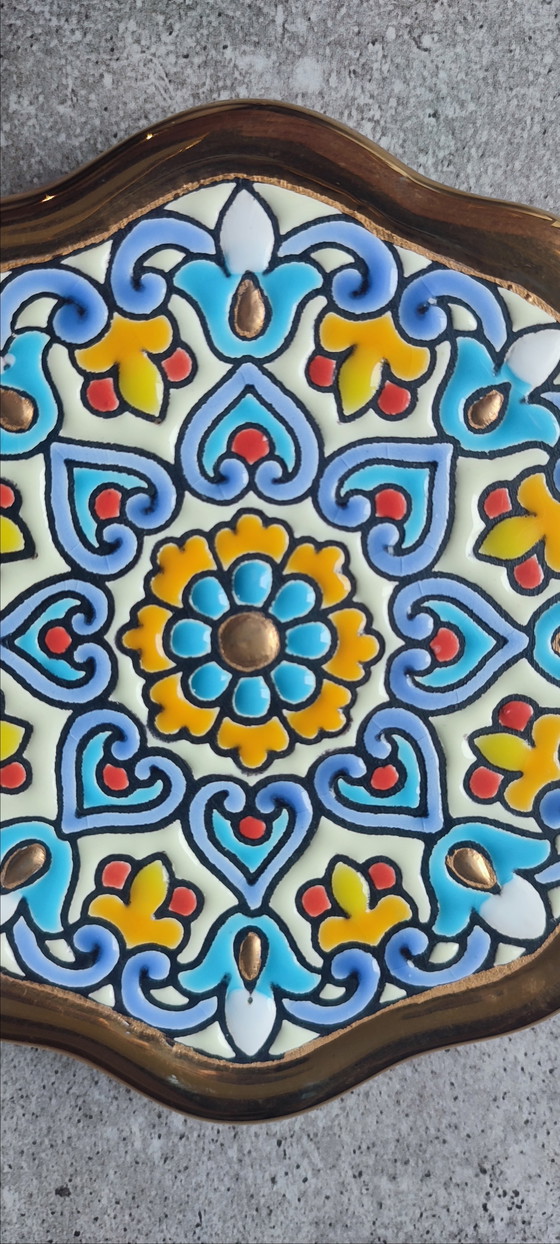 Image 1 of ARTECER Cuerda Seca wall decoration, 18 carat gold
