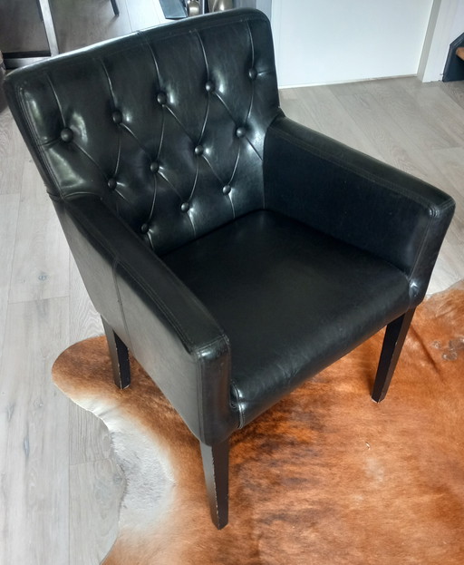6 chaises et fauteuils de salle à manger en cuir rembourré