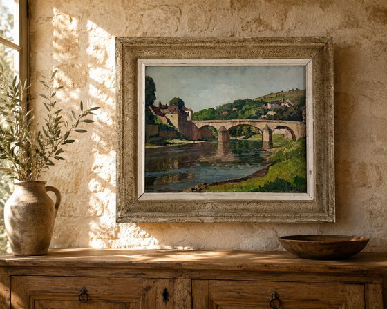 Image 1 of Constantin Font (1890–1954) – Huile originale sur panneau, Paysage français avec pont de pierre, vers 1935