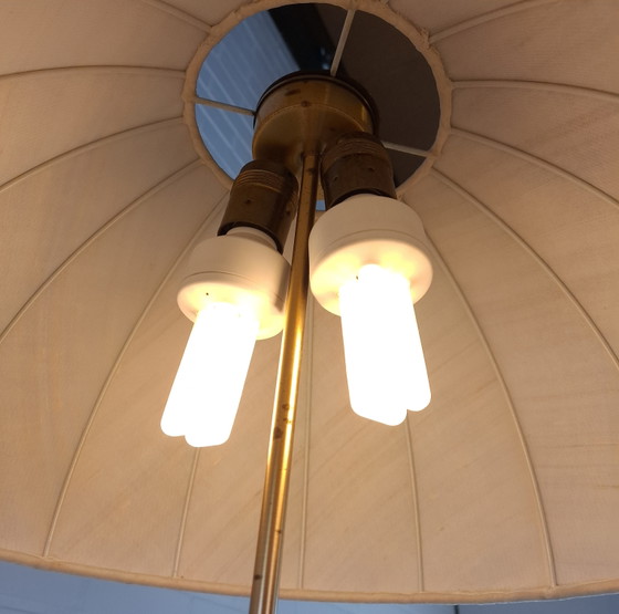 Image 1 of Vintage mushroom brass XL table lamp mid-century modern design 1970s