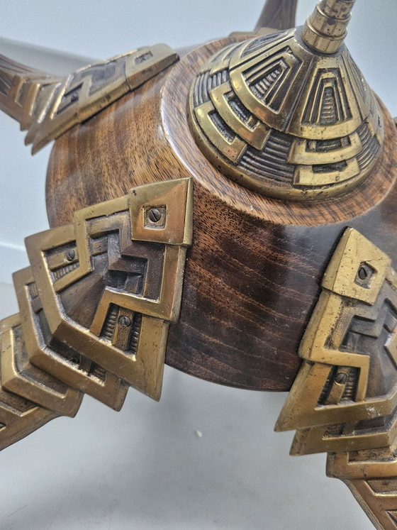 Art Deco Chandelier Hagenauer style 1920s/30s, Pendant lamps, Bronze, Glass, Pink (photo 8 of 13)