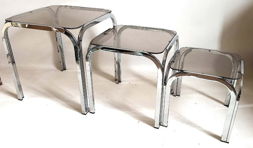 3 in elkaar passende tafels, jaren 70