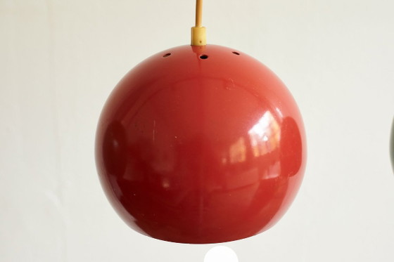 Set di tre Lampade a sospensione vintage, Danimarca anni '70, Metallo, Verde (foto 4 di 10)