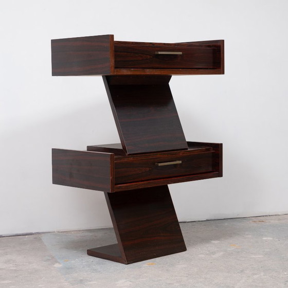 Image 1 of Paar konstruktivistische Nachttische aus Holz