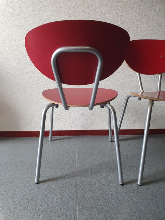 2 chaises rouges, matériau très robuste, Exsta Nederland BV – Chaises de salle à manger, Metal, Wood (photo 3 of 7)