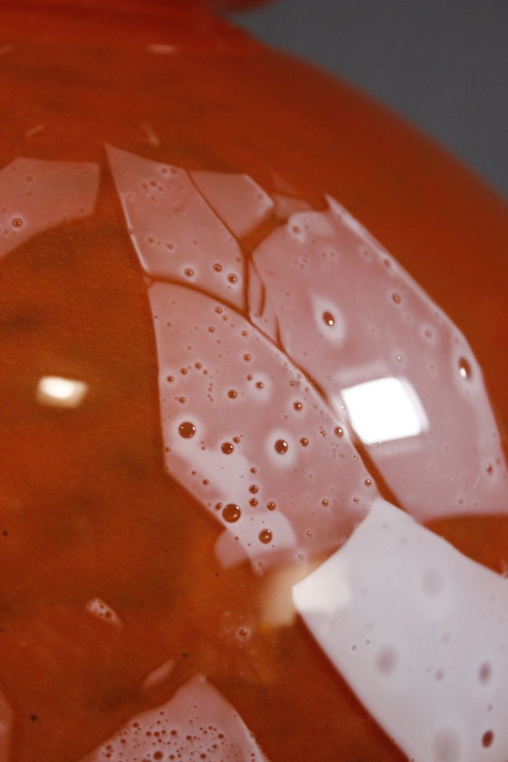 Image 1 of LORRAIN Daum Croismare Nancy - Large 6 kg orange & white marbled vase, 1920s