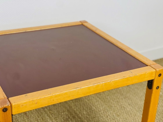 Image 1 of Vintage salontafel van beukenhout en kunstleer van Flötotto, 1960.