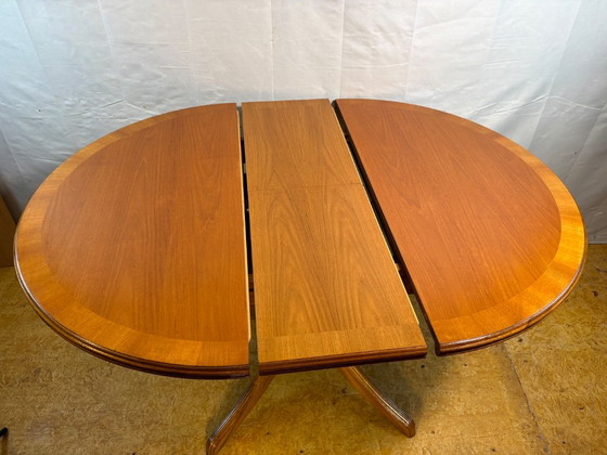 Tavolo da pranzo allungabile rotondo in teak vintage William Lawrence | Mid-Century | Ispirazione danese. Un (photo 9 of 12)