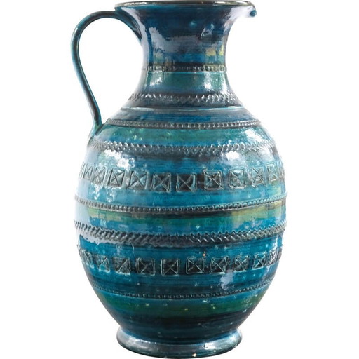 Vase vintage en céramique émaillée bleue par Aldo Londi pour Bitossi, 1960s