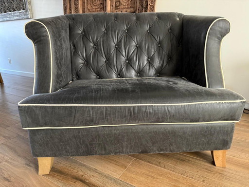 Sofá de dos plazas de cuero Rivièra Maison (dos disponibles)