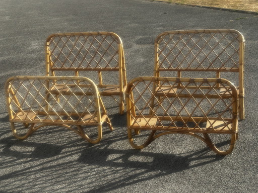 Twee vintage eenpersoonsbedden van rotan, jaren 70. – Rattan (photo 2 of 15)