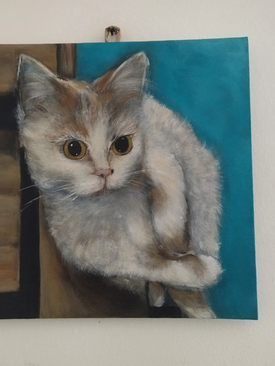 Oil painting "The Lying Cat" on canvas board – Elena Goloubovskaya., Paintings & Drawings, Cotton (photo 3 of 9)