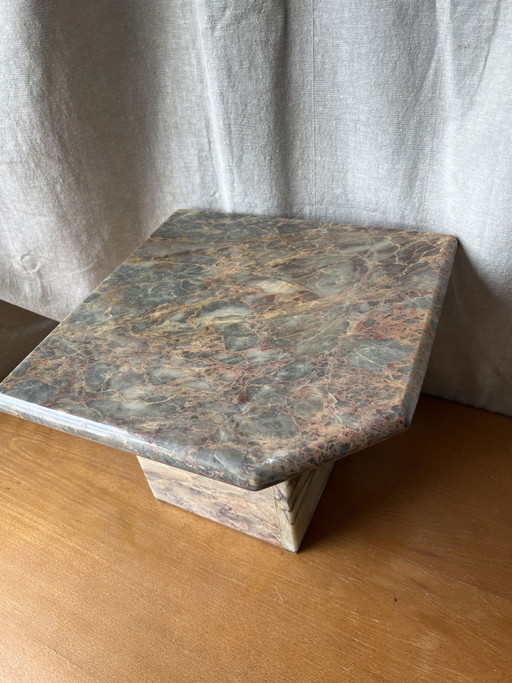 Mesa auxiliar vintage de mármol rosa y gris
