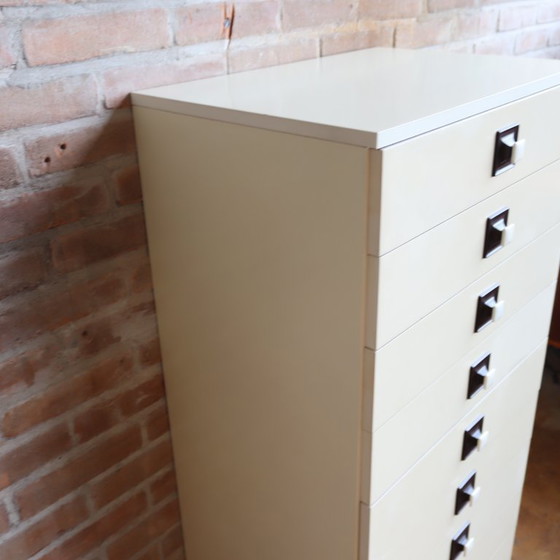 Image 1 of Vintage ladekast post modern space age bruine creme jaren 70