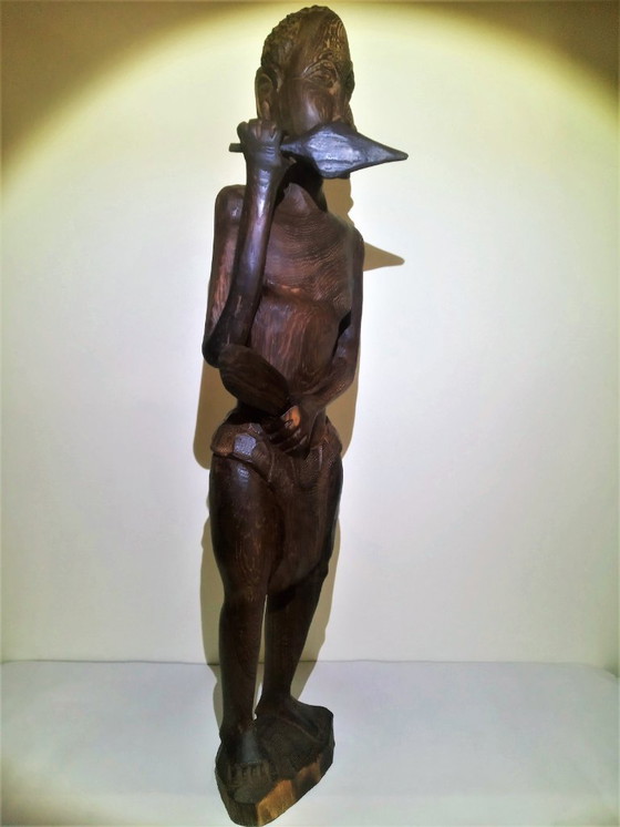 Image 1 of Statues africaines de grands et petits chasseurs/guerriers