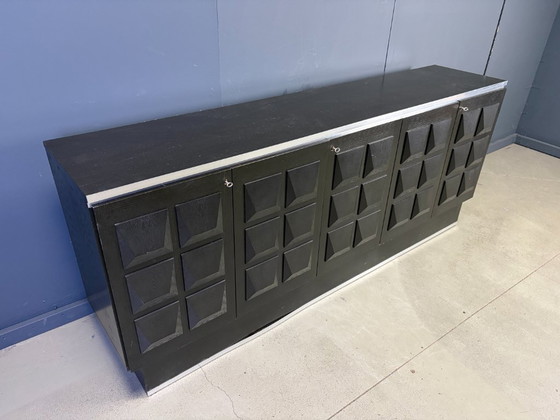 Vintage Wooden Brutalist Credenza, 1970s – Sideboard, Metal (photo 7 of 9)