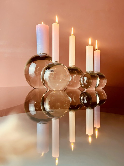 Unique! Murano Barbine glass candlesticks