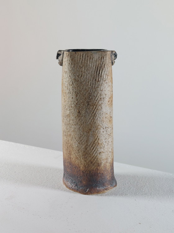 Image 1 of Vaso in ceramica d'artista con decorazione a graffiti vintage di metà secolo