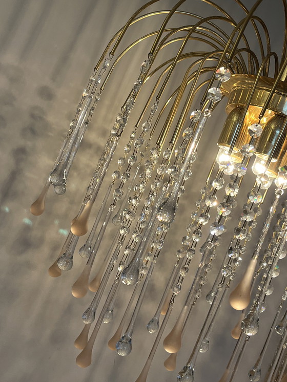 Image 1 of Vintage pink xl Murano teardrop icicle chandelier crystal