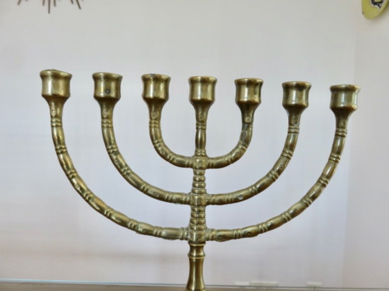 Image 1 of Large Bronze Candelabra, Candlestick, "Menorah", 70's