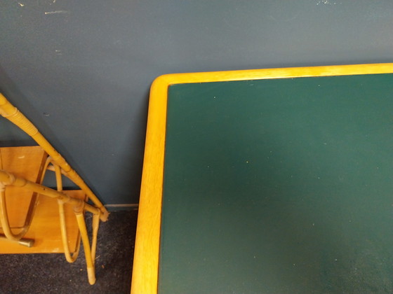 Image 1 of 1 bureau Knoll de 1973, conçu par Warren Platner, avec plateau en cuir vert.