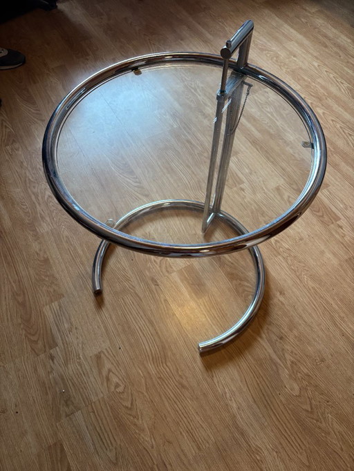 ClassiConAdjustable Table E 1027 side table Ø52 clear glass