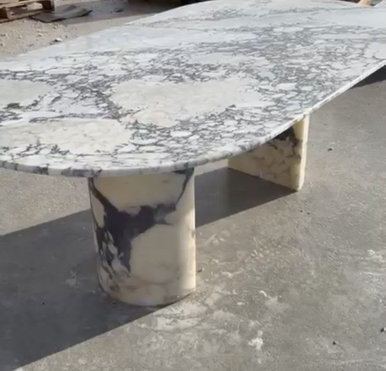 Image 1 of Marble dining table oval viola calacatta