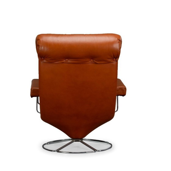 Image 1 of Dänischer Drehsessel im Mid-Century-Modern-Stil aus cognacfarbenem Leder, 1960er Jahre