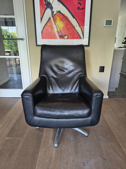 Retro Zwart Leren Draaistoel – Montel, draaistoelen, Leather