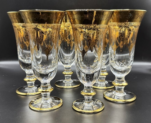 SC Line Art Glassware - Set aus 6 Kristallgläsern mit 24-karätigem Golddekor