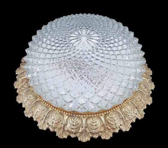 Image 1 of 2247 lampada da soffitto in vetro a rilievo con bordo color rame