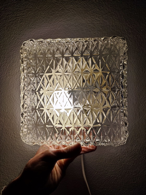 Image 1 of Vintage Guro 1970s Ceiling Lamp Ceiling light glass square