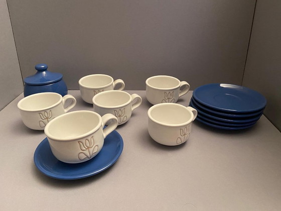 Image 1 of 6-teiliges Set CERASARDA ITALY Tassen mit Zuckerdose, handgefertigt