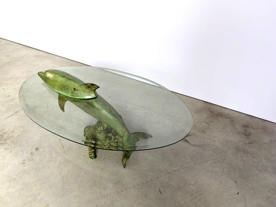 Table basse dauphin en laiton, années 1970 - France – Tables basses, Glass, Brass (photo 12 of 13)