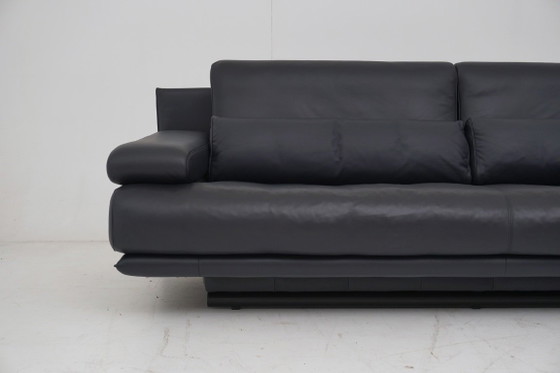 Rolf Benz 6500 Set Sofà Tre posti Due posti Pelle blu scuro (foto 4 di 13)