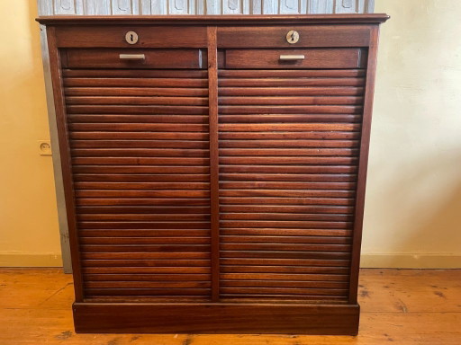 Roller shutter cabinet Filing cabinet Music cabinet Art Deco 1930 French – opbergkast, Aluminium
