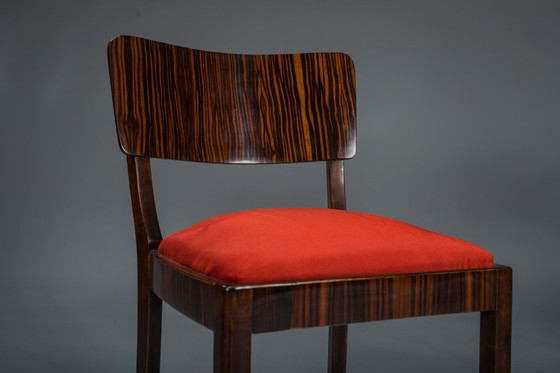 Image 1 of Art Deco Makassar Esszimmerstühle, 1930er Jahre, Satz von 4