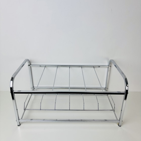 Image 1 of Porta LP/porta dischi cromato vintage Art Déco di metà secolo