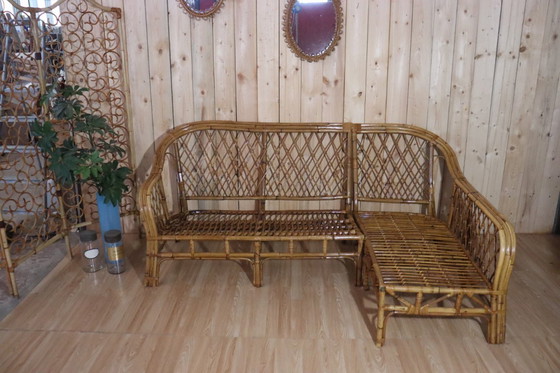 Image 1 of Divano angolare modulare in rattan vintage